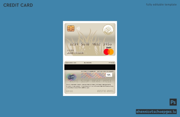 Zentralafrikanische Republik, Bank der Zentralafrikanischen Staaten (BEAC), Mastercard-Debitkarte – Beispielvorschau